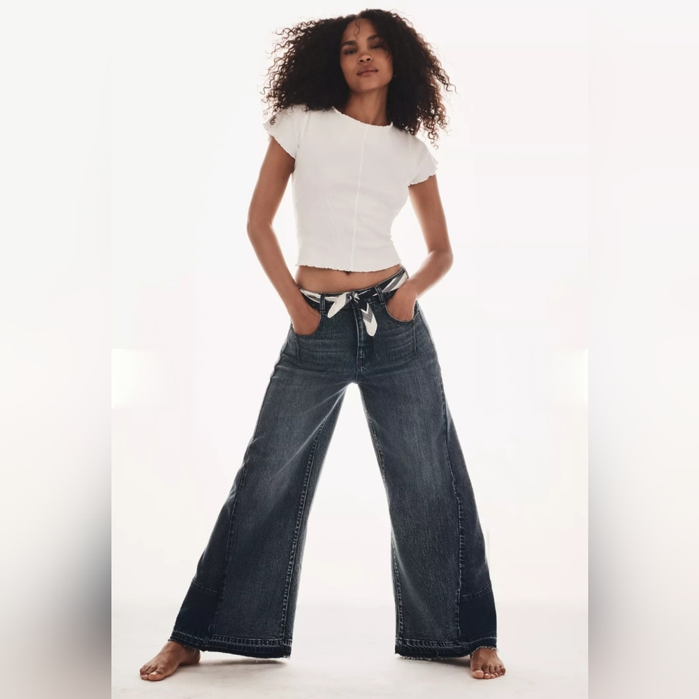 Anthropologie Paneled Wide-Leg Flare Jeans by Pilcro